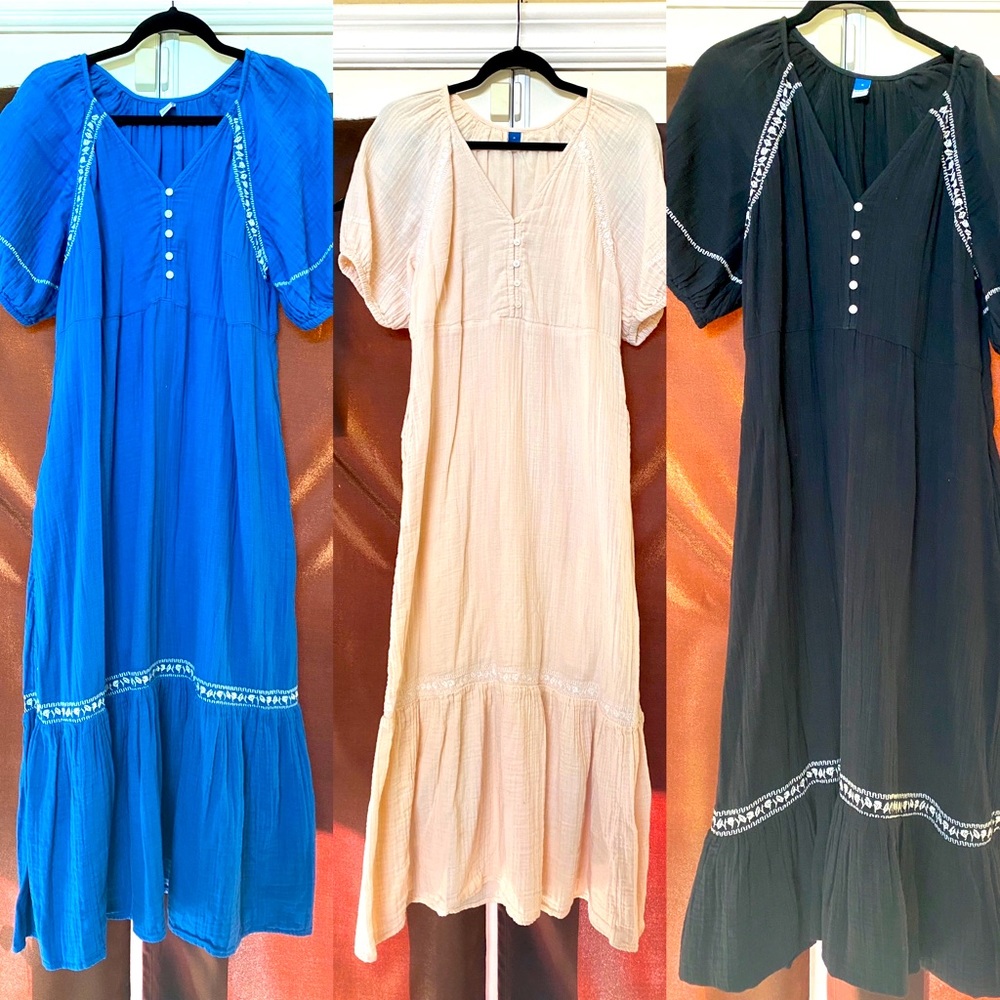Boho gauze dresses with pockets! Maxi length and super comfy. All Med.